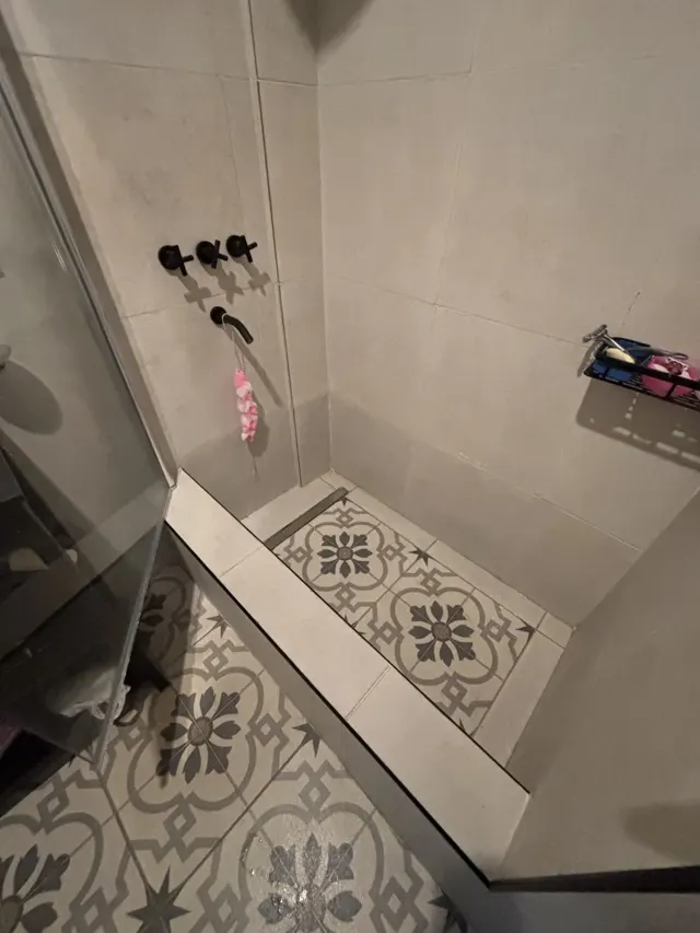 Baño terminado con ducha nueva y revestimientos